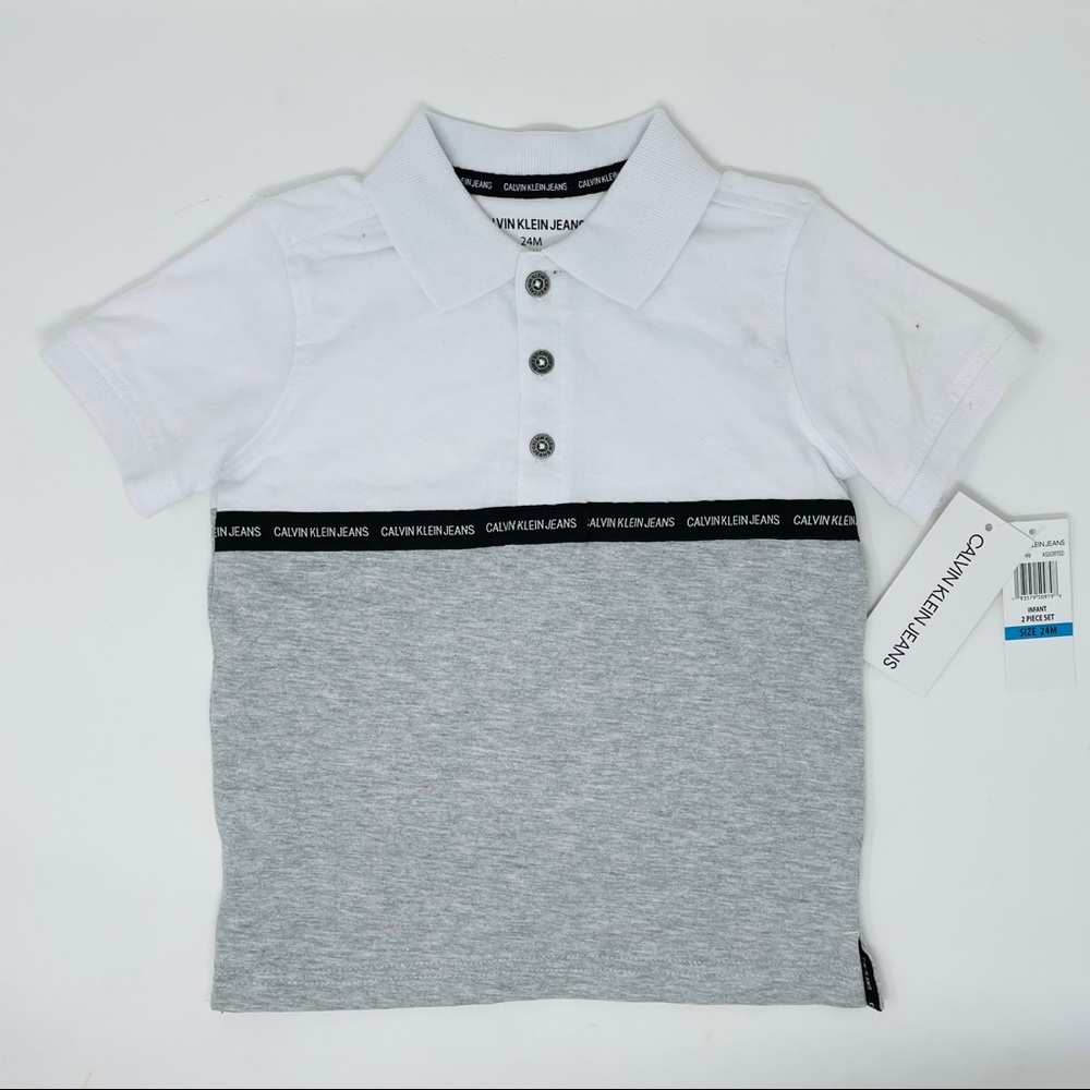 NWT Calvin Klein Jeans gray 24M boys polo shirt